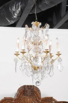 1850s Napoleon III Six Light Crystal and Brass Chandelier with Pendeloques - 3432727