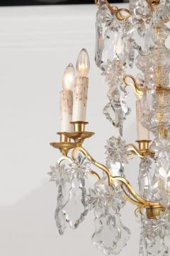 1850s Napoleon III Six Light Crystal and Brass Chandelier with Pendeloques - 3432728