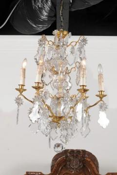 1850s Napoleon III Six Light Crystal and Brass Chandelier with Pendeloques - 3432848