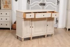 1850s Swedish Painted Sideboard From Dalarna with Carved Reeded Motifs - 3574191