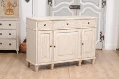 1850s Swedish Painted Sideboard From Dalarna with Carved Reeded Motifs - 3574194