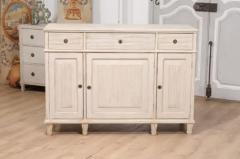 1850s Swedish Painted Sideboard From Dalarna with Carved Reeded Motifs - 3574197