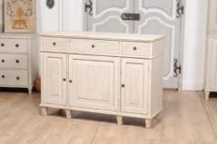 1850s Swedish Painted Sideboard From Dalarna with Carved Reeded Motifs - 3574264