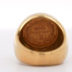 1856 Lady Liberty 1 Dollar Coin in 10K Gold Bezel Unisex Signet Ring - 3957720