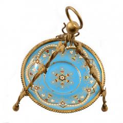 1860 Antique French Kiln Fired Blue Enamel Jewelry Holder - 150359