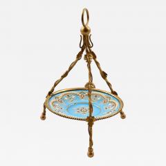 1860 Antique French Kiln Fired Blue Enamel Jewelry Holder - 150889