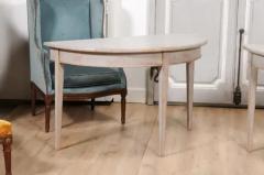 1860s Gustavian Style Swedish Painted Demi Lune Tables with Tapered Legs - 3564641