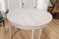 1860s Gustavian Style Swedish Painted Demi Lune Tables with Tapered Legs - 3564722