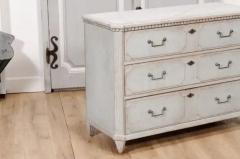 1860s Swedish Gustavian Style Painted Three Drawer Chest with Dentil Molding - 3564622