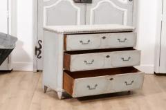 1860s Swedish Gustavian Style Painted Three Drawer Chest with Dentil Molding - 3564627