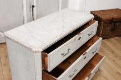 1860s Swedish Gustavian Style Painted Three Drawer Chest with Dentil Molding - 3564629