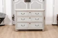 1860s Swedish Gustavian Style Painted Three Drawer Chest with Dentil Molding - 3564776