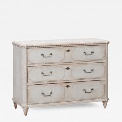 1860s Swedish Gustavian Style Painted Three Drawer Chest with Dentil Molding - 3571532