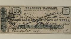 1863 Texas 10 Note Warrent cIvil War Austin Texas - 3229844