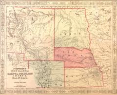 1865 Johnsons Nebraska Dakota Colorado Idaho Kansas Map Johnson Ward - 3545922