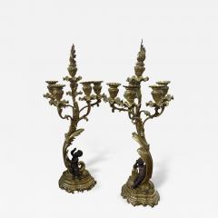 1870s Antique French Pair of Napoleon III Bronze and Ormolu Candelabra - 334422