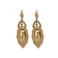 1870s Gold and Enamel Star Pendant Earrings - 3299353