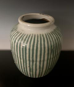 1870s Japanese Shigaraki Ceramic Storage Jar with Celadon Glaze Meiji Period - 2741757