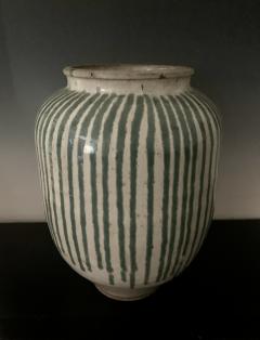 1870s Japanese Shigaraki Ceramic Storage Jar with Celadon Glaze Meiji Period - 2827268