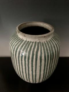 1870s Japanese Shigaraki Ceramic Storage Jar with Celadon Glaze Meiji Period - 2827270