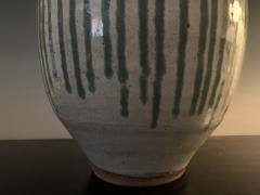 1870s Japanese Shigaraki Ceramic Storage Jar with Celadon Glaze Meiji Period - 2827272