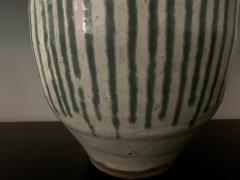 1870s Japanese Shigaraki Ceramic Storage Jar with Celadon Glaze Meiji Period - 2827273