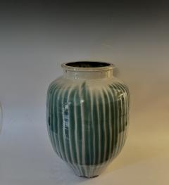 1870s Japanese Shigaraki Ceramic Storage Jar with Celadon Glaze Meiji Period - 3419069