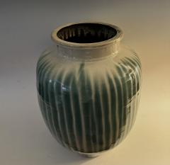 1870s Japanese Shigaraki Ceramic Storage Jar with Celadon Glaze Meiji Period - 3419070