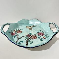 1871 Gien Antique French Asian Japanese Style Flower Decor Centerpiece Plate - 4446380