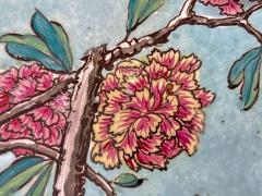 1871 Gien Antique French Asian Japanese Style Flower Decor Centerpiece Plate - 4446381