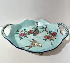 1871 Gien Antique French Asian Japanese Style Flower Decor Centerpiece Plate - 4446384