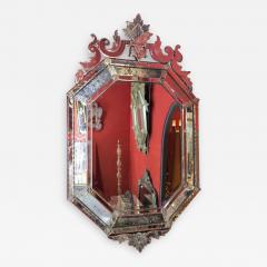 1880 1900 Octagonal Venetian Parecloses Mirror With Crown - 2510340