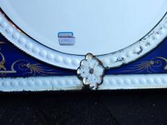 1880 1900 Venetian Mirror with Pediment Blue Glass Adorned with Flowers - 2433386