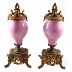 1880s Pair of Sevres Style Porcelain Ormolu Lidded Urns - 176700