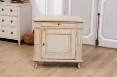 1880s Swedish Neutral Grey Painted Small Cabinet with Single Drawer over Door - 3574145