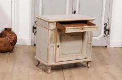 1880s Swedish Neutral Grey Painted Small Cabinet with Single Drawer over Door - 3574147