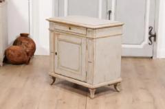 1880s Swedish Neutral Grey Painted Small Cabinet with Single Drawer over Door - 3574203