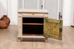 1880s Swedish Neutral Grey Painted Small Cabinet with Single Drawer over Door - 3574243