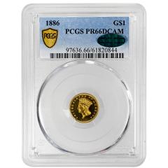 1886 G 1 Gold Dollar PCGS PR66DCAM CAC - 4603562