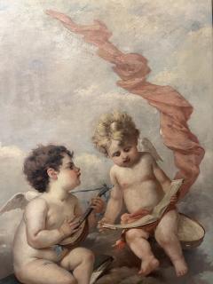 1890 s French Painting Two Putti as Allegories of Music  - 4361453