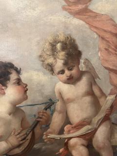 1890 s French Painting Two Putti as Allegories of Music  - 4361465