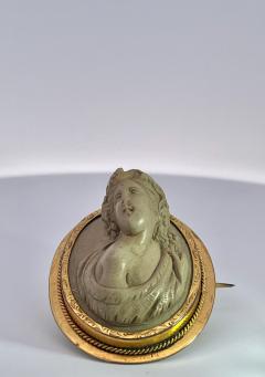 1890s High Relief Lava Cameo brooch - 3736111