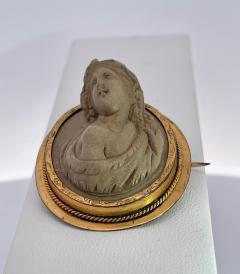 1890s High Relief Lava Cameo brooch - 3736113