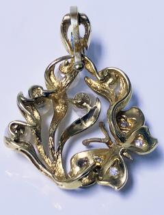 18K Butterfly Pendant Pearl Diamond Art Nouveau style - 1124550