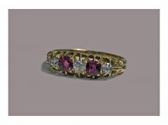 18K Diamond Ruby Ring C 1900 - 418935