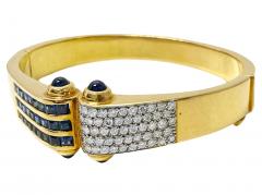 18K Diamond and Sapphire Bangle and clip earrings custom made - 3486813