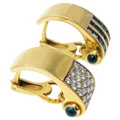 18K Diamond and Sapphire Bangle and clip earrings custom made - 3486816