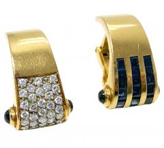 18K Diamond and Sapphire Bangle and clip earrings custom made - 3486818