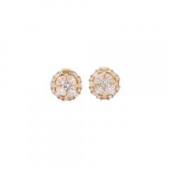 18K Gold 0 72 Carat Natural Diamond Cluster Illusion Set Round Stud Earrings - 3946717