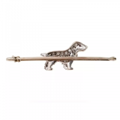 18K Gold And Platinum Diamond Dog Pin Brooch - 4053821